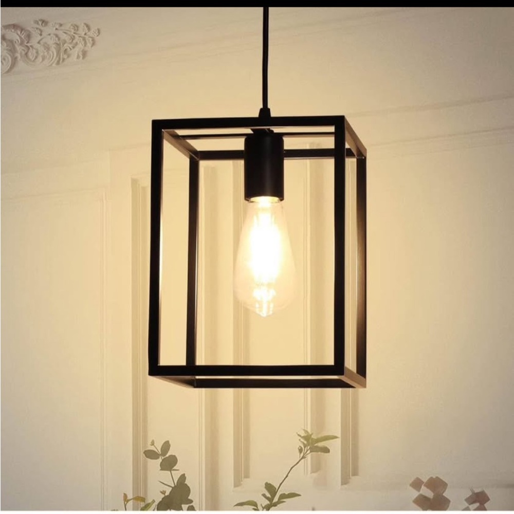 Modern Black Geometric Pendant Light | Adjustable Cable | E26 Socket